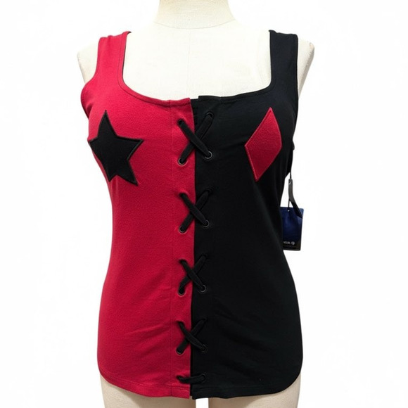 New Sexy Torrid‎ 3 (3X 22/24) Punk Gothic Harley Quinn Cosplay Lace Up Tank Top - Picture 2 of 3